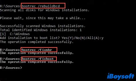 understanding bootrec fixmbr, fixboot, rebuildbcd..
